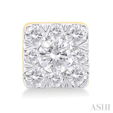 1/6 ctw Lovebright Petite Square Shape Round Cut Diamond Fashion Stud Earring in 10K Yellow Gold